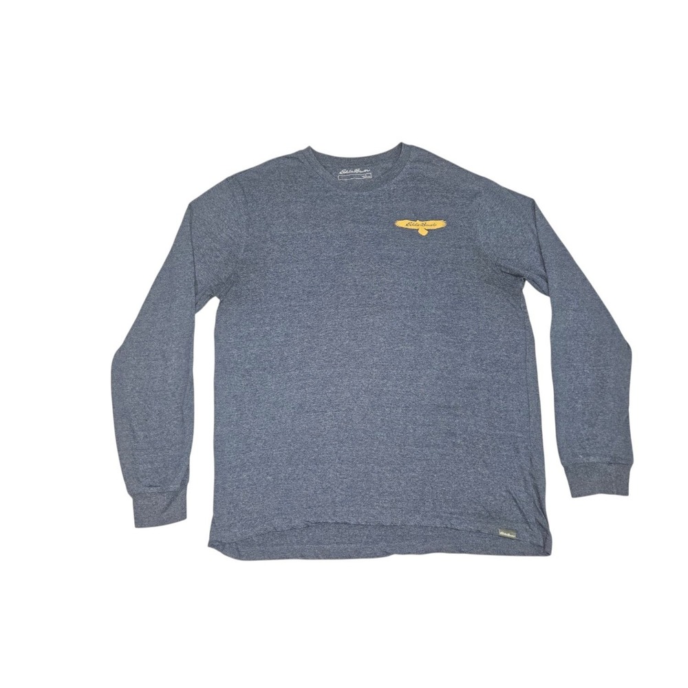 Eddie Bauer Mens Large L Gray Long Sleeve‎ Find Yourself Outside Graphic T-Shirt